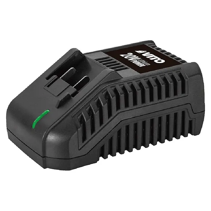 Vito Ventosa vibratoria VIBCVV - 20 V, 2 baterías, 130 mm - Cargador de batería negro VITO 20V Lithium Power con luz indicadora verde.