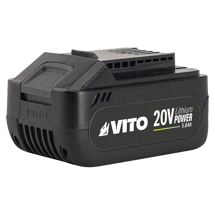 Vito Mezclador de batería VIBCCMCC20B5CS - 20 V, 1 batería, Diámetro paleta de mezcla: 100 mm - Batería negra VITO 20V Lithium Power 5.0Ah para herramientas inalámbricas, con botón de liberación ergonómico.