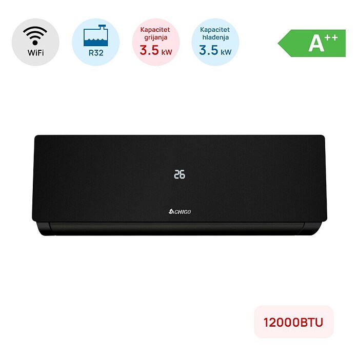Inverterski klima-uređaj Chigo  (Snaga hlađenja: 3.500 W, Crna) | BAUHAUS