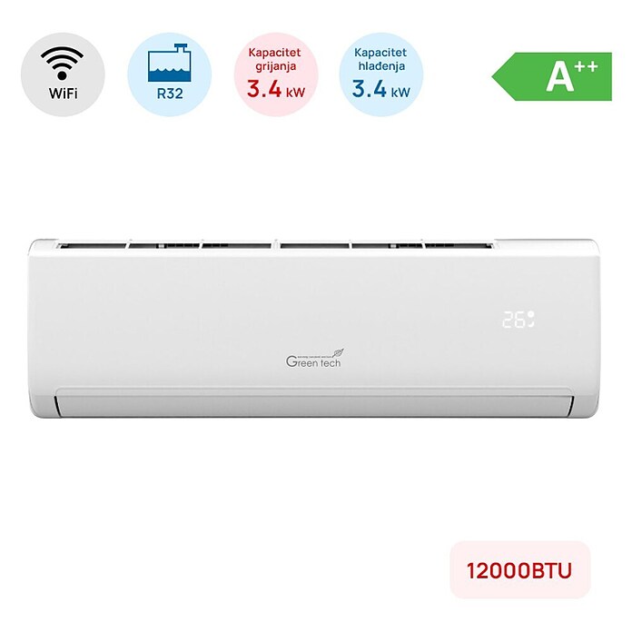 Green Tech Klima uređaj  (Namijenjeno za: prostore s površinom od 14 do 22 m², Bijela, Snaga hlađenja: 3.400 W) | BAUHAUS