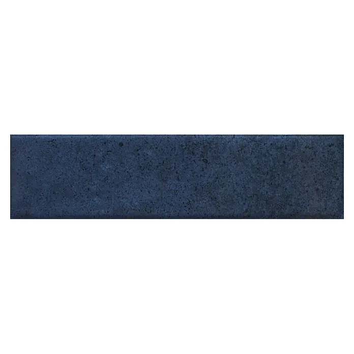 Wandfliese Portofino - 6,5 x 26 cm, Ocean, Glänzend - Dunkelblaue rechteckige Texturoberfläche mit Sprenkeln.