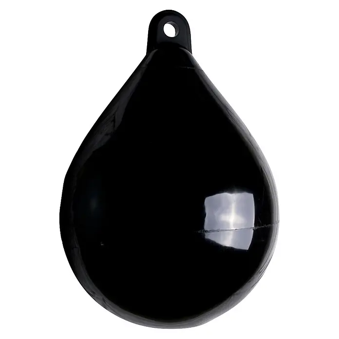 Talamex Kugelfender - Durchmesser: 45 cm, Schwarz - Glänzender schwarzer tropfenförmiger Bootsfender mit Öse zum Aufhängen.