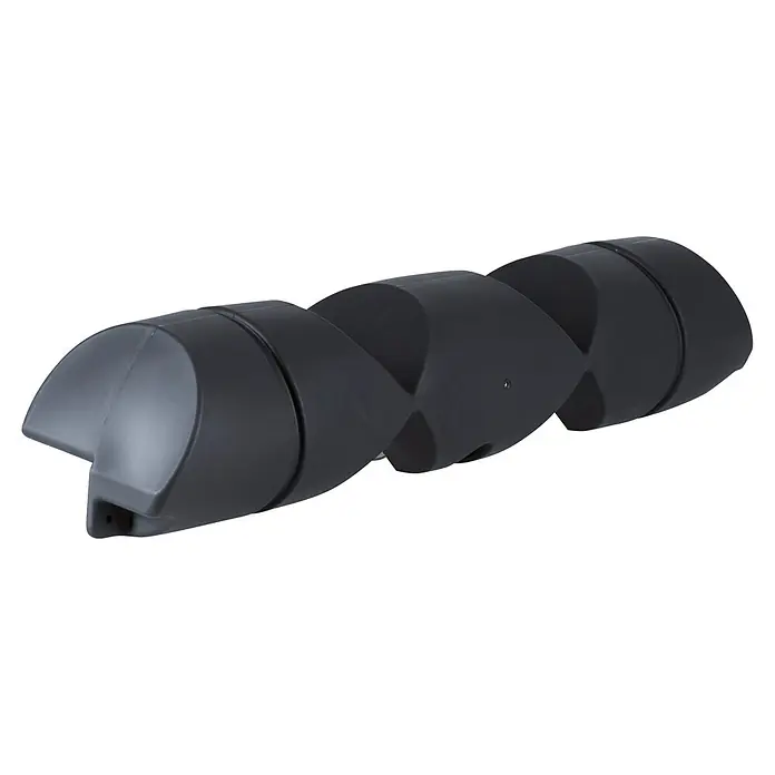Talamex Winkelstegfender - Ø x L: 19 x 100 cm, Schwarz, Rund, PVC - Dunkelgraues verdrehtes Kunststoff-Modulbauteil.