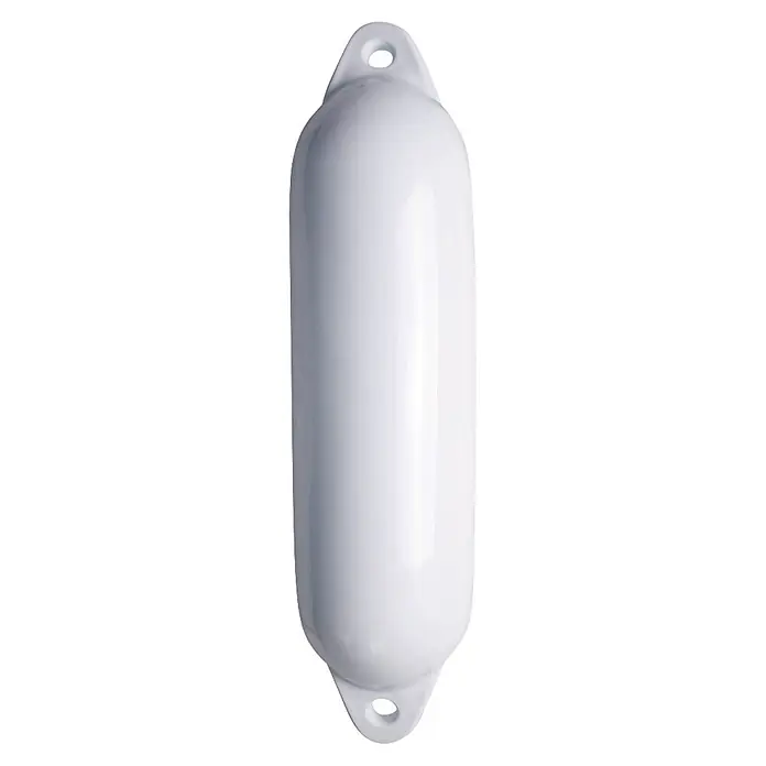Talamex Fender - Durchmesser: 10 mm, Länge: 40 mm, Weiß - Weißer Bootsfender mit glänzender Oberfläche und Ösen zur Befestigung an beiden Enden.