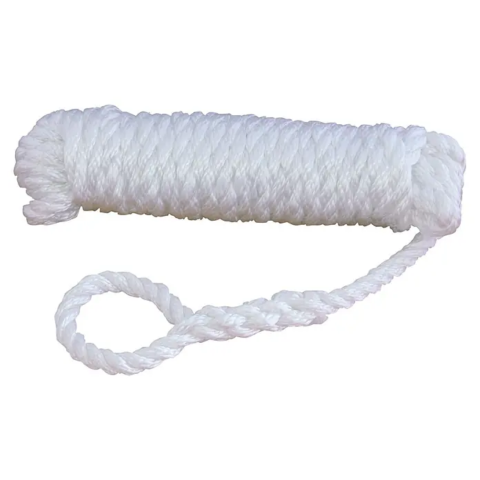 Talamex Fenderleine - Durchmesser: 10 mm, Länge: 2,5 m, Weiß, 2 Stk. - Weißes, eng gewickeltes Seil mit einer kleinen Schlaufe an einem Ende.