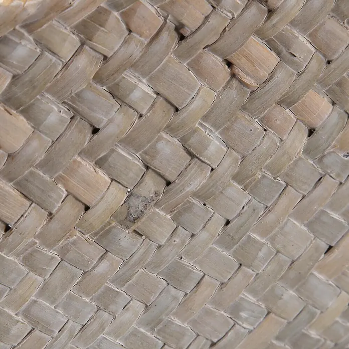 Versa Cesta - L x An x Al: 30 x 20 x 12 cm, Gris, 2 pzs. - Primer plano de material tejido natural de color marrón claro, como paja o palma, con un patrón diagonal.