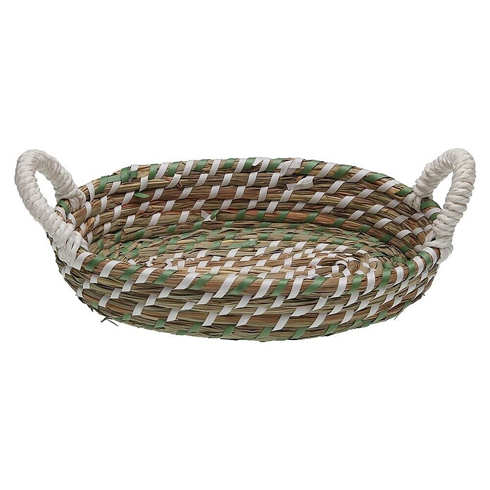 Versa Cesta con asas (L x An x Al: 26 x 17 x 6 cm, Verde y blanco) | BAUHAUS