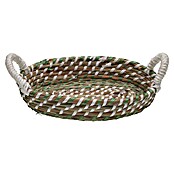 Versa Cesta con asas (L x An x Al: 26 x 17 x 6 cm, Verde y blanco) | BAUHAUS