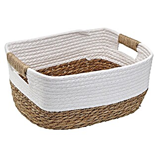 Versa Cesta (L x An x Al: 31 x 23 x 13 cm, Blanco, Fibra natural)