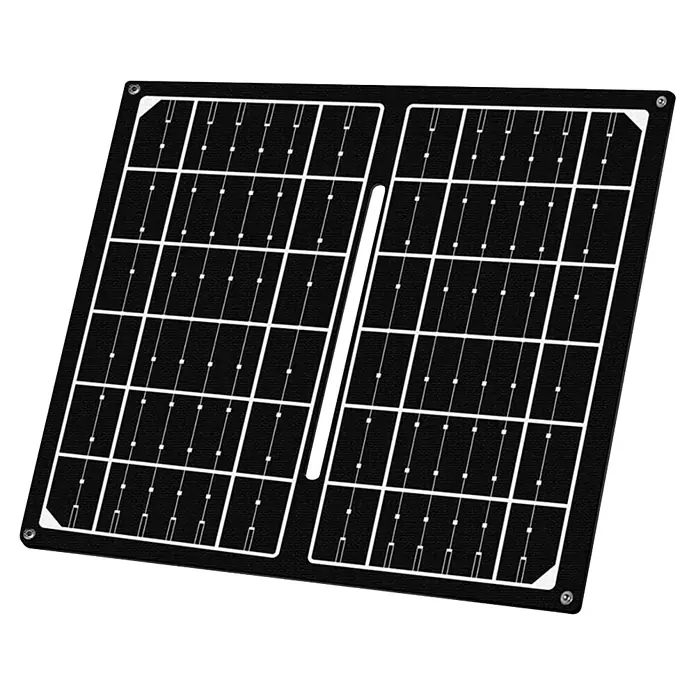 EDM Panel solar Plegable - Potencia nominal: 7 W, L x An x Al: 0,3 x 24,6 x 19,5 cm - Panel solar negro de dos secciones con celdas de rejilla blancas y ojales en las esquinas.