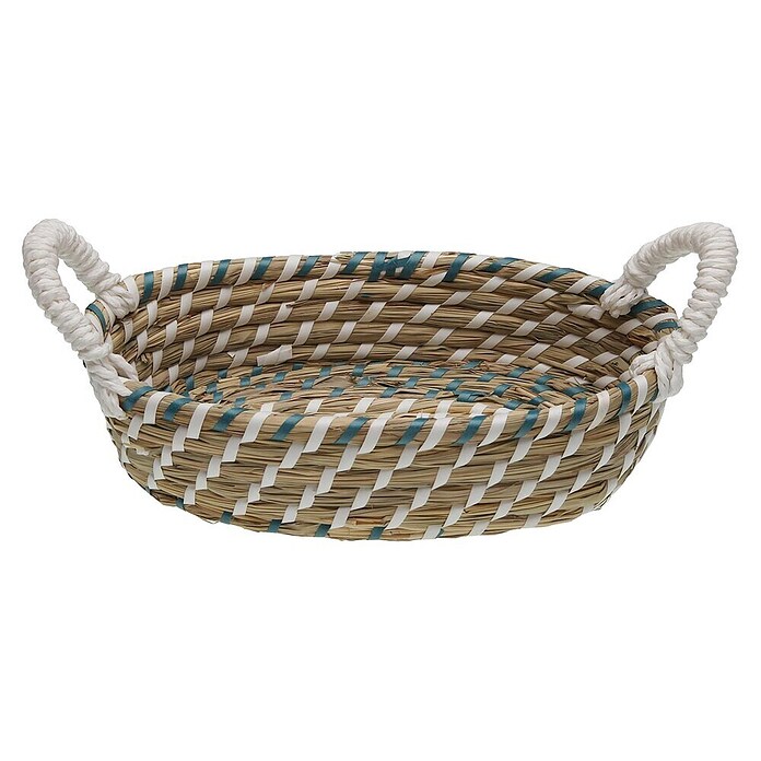 Versa Cesta con asas (L x An x Al: 26 x 17 x 6 cm, Azul y blanco) | BAUHAUS