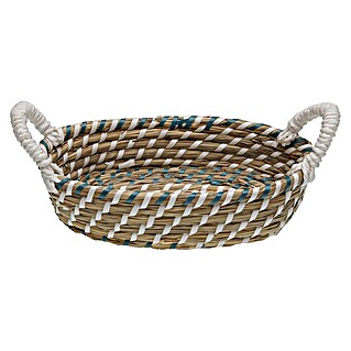Versa Cesta con asas (L x An x Al: 26 x 17 x 6 cm, Azul y blanco)