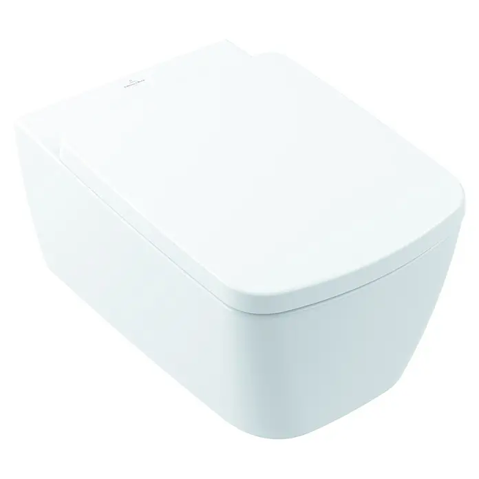 Villeroy & Boch Subway 3.0 Spülrandloses Wand-WC - Weiß Alpin - Weißes wandhängendes WC mit geschlossenem Deckel.