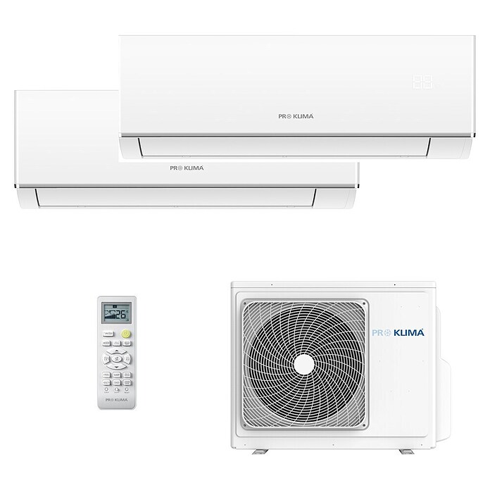 PR Klima Aire acondicionado Inverter 2x1 PM09QC1-IN-M+PM12QC1-IN-M (Potencia frigorífica: 2.600 W - 3.200 W, Rendimiento calorífico: 2.800 W - 3.600 W, Tamaño de la estancia: 20 m² - 30 m²) | BAUHAUS