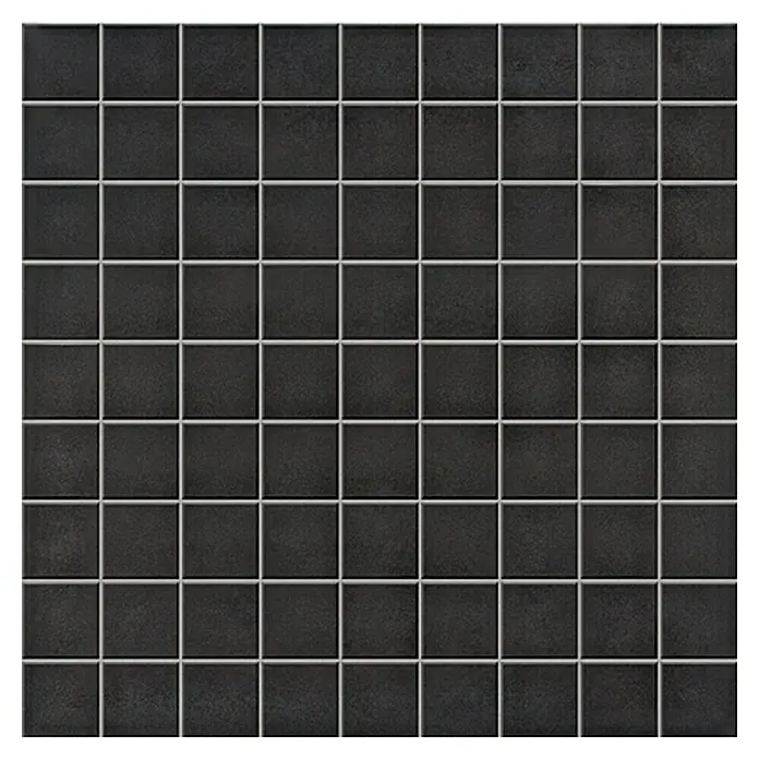 Ambiente by Palazzo Mosaikfliese - 30 x 30 cm, Schwarz, Matt - Quadratische, schwarze Mosaikfliesen mit hellgrauen Fugen ergeben eine moderne und stilvolle Wand- oder Bodengestaltung. Ideal für Badezimmer und Küchen.