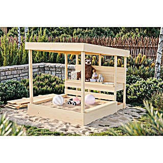 Karibu Sandkasten Max (135,5 x 11,5 x 122,5 cm, Holz, Holzfarben)