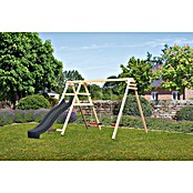 Karibu Doppelschaukel Felix mit Rutsche (L x B x H: 308 x 264 x 213 cm, Holz, Naturbelassen) | BAUHAUS