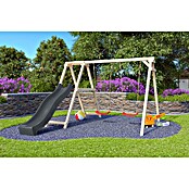 Karibu Doppelschaukel Felix mit Rutsche (L x B x H: 308 x 264 x 213 cm, Holz, Naturbelassen) | BAUHAUS
