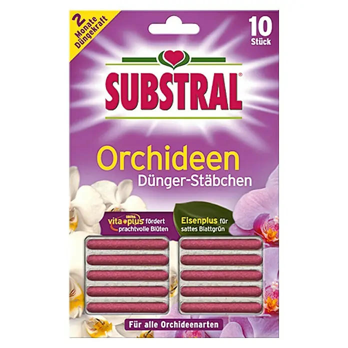 Substral Orchideen-Düngerstäbchen - 10 Stk., Passend für: 10 Pflanzen - Substral Orchideen Dünger-Stäbchen für prächtige Blüten und sattes Grün. 10 Stück für alle Orchideenarten mit 2 Monate Düngekraft.