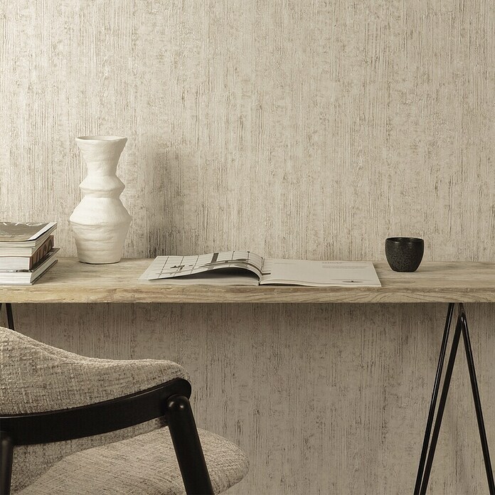 Grandeco Papel pintado de vinilo (Blanco, Efecto madera, 10 x 0,53 m) | BAUHAUS