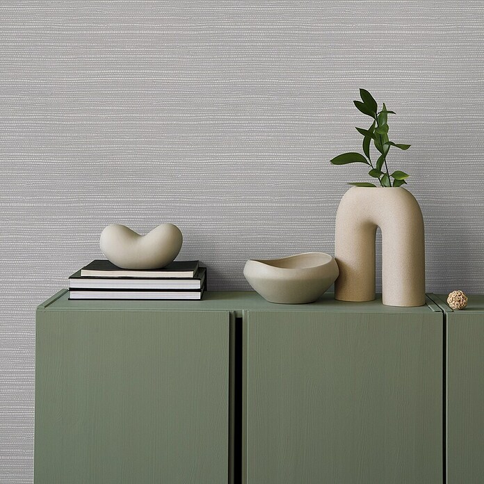 Papel pintado de vinilo Japonés (Blanco, Motivo decorativo, 10 x 0,53 m) | BAUHAUS