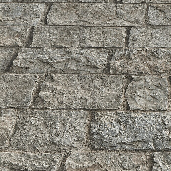 Erismann Papel pintado de vinilo (Gris, Efecto piedra, 10 x 0,53 m) | BAUHAUS