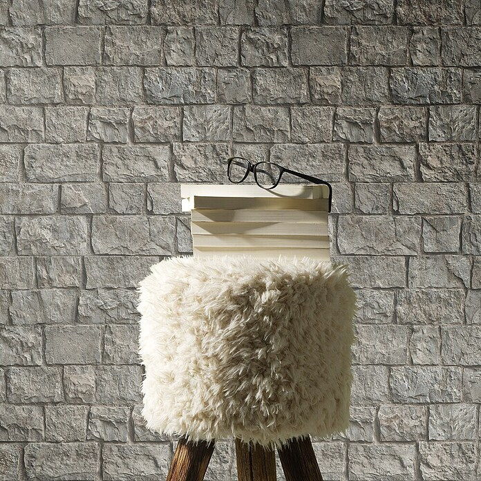 Erismann Papel pintado de vinilo (Gris, Efecto piedra, 10 x 0,53 m) | BAUHAUS