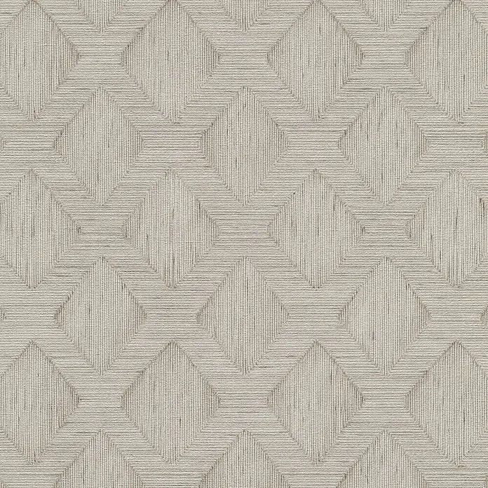 Erismann Papel pintado de vinilo Rombo - Beige, Gráfico, 10 x 0,53 m - Textil texturizado beige claro con un patrón de tejido geométrico de rombos repetido.