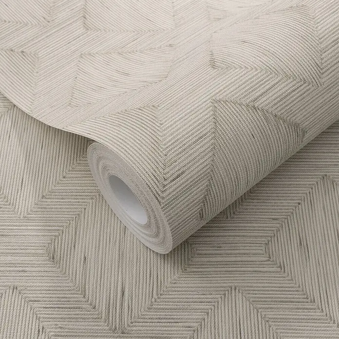 Erismann Papel pintado de vinilo Rombo - Beige, Gráfico, 10 x 0,53 m - Rollo de papel pintado beige claro con patrón geométrico lineal texturizado.