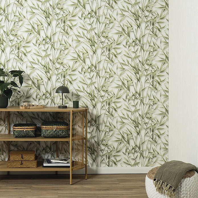 Erismann Papel pintado de vinilo Bambú (Verde/Beige, Floral, 10 x 0,53 m) | BAUHAUS
