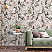 Grandeco Papel pintado de vinilo (Rosa/Verde, Floral, 10 x 0,53 m) | BAUHAUS