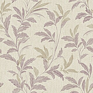 Grandeco Papel pintado de vinilo (Blanco/Lila, Floral, 10 x 0,53 m)