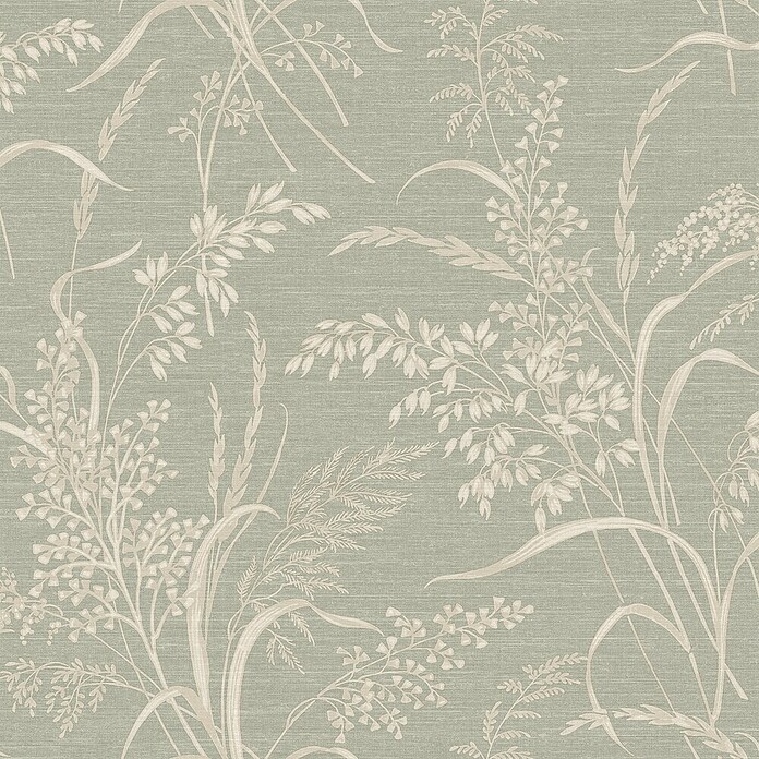 Grandeco Papel pintado de vinilo (Verde, Floral, 10 x 0,53 m) | BAUHAUS