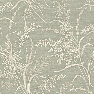 Grandeco Papel pintado de vinilo (Verde, Floral, 10 x 0,53 m)