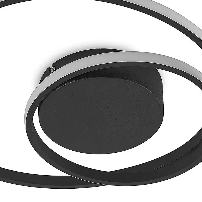 Lindby Deckenleuchte Emisua - schwarz - Mattschwarze LED-Deckenleuchte in Spiralform aus Metall mit integrierten weißen Lichtstreifen.