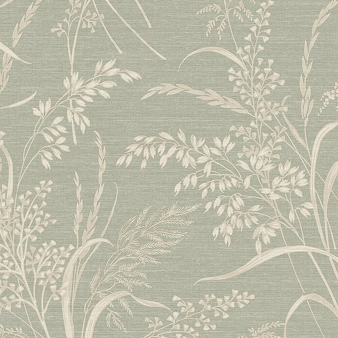 Grandeco Papel pintado de vinilo (Verde, Floral, 10 x 0,53 m) | BAUHAUS