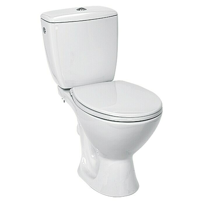 WC kombinacija, monoblok Koral (Vodoravno, S daskom za WC, Keramika, Bijelo)