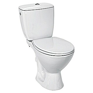 Staand toilet-combinatie Koraal (Met spoelrand, Voorzien van standaardglazuur, Uitlaat toilet: Horizontaal, Wit)