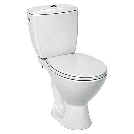 Stand-WC-Kombination Koral (Mit Spülrand, Ohne Spezialglasur, WC Abgang: Waagerecht, Weiß)