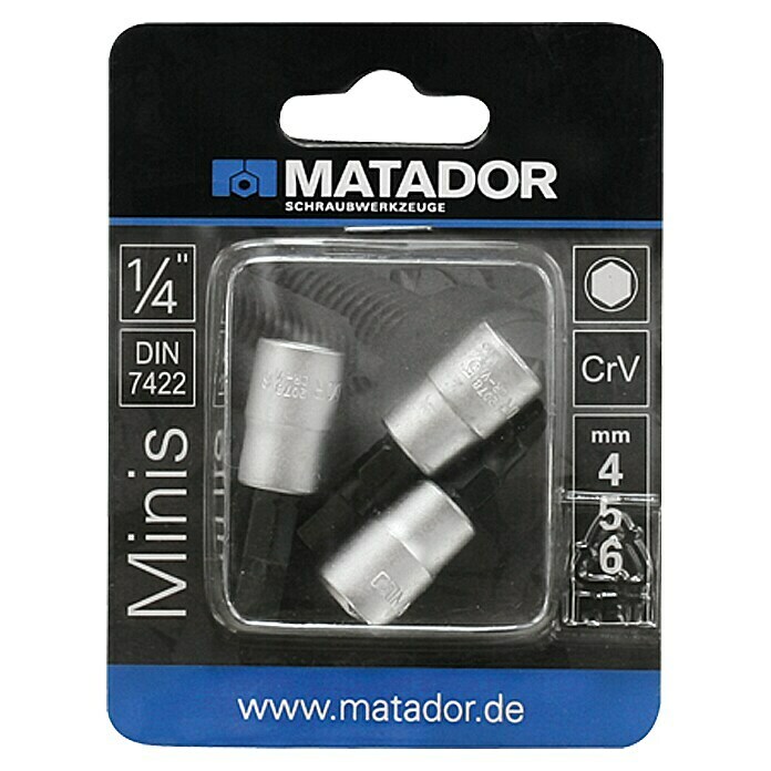 Matador Steckschlüsseleinsatz-Set (Innensechskant, 4mm, 5mm, 6mm)