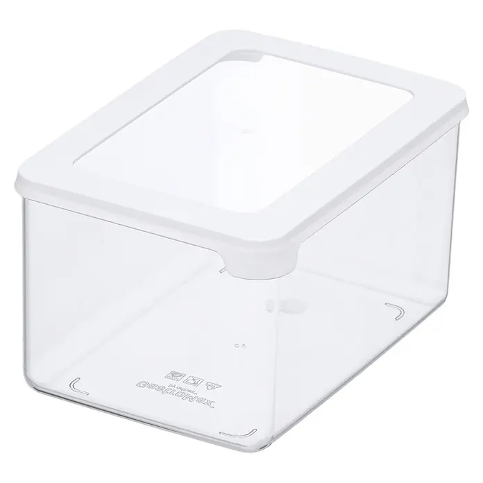 SmartStore Vorratsdose Vision - L x B x H: 18 x 12,5 x 10 cm, Kunststoff, Weiß - Transparente, rechteckige Plastik-Aufbewahrungsbox mit weißem Deckel.