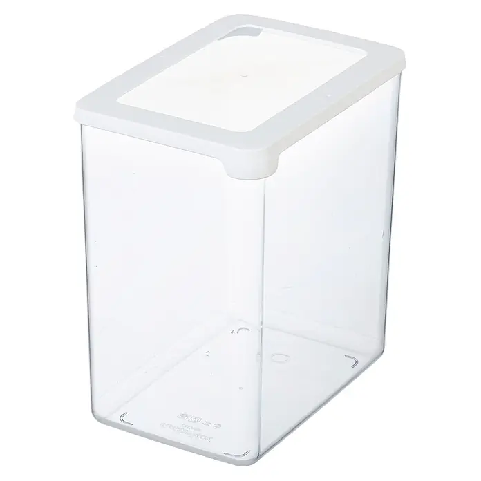 SmartStore Vorratsdose Vision - L x B x H: 18 x 12,5 x 20 cm, Kunststoff, Weiß - Transparenter rechteckiger Kunststoffbehälter mit weißem Deckel.