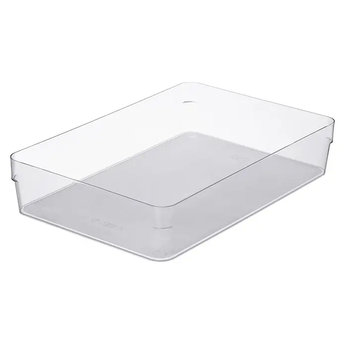 SmartStore Vorratsdose Compact Sort - L x B x H: 20 x 29,5 x 6 cm, Kunststoff, Transparent - Transparentes rechteckiges Kunststoff-Aufbewahrungsfach für diverse Gegenstände.
