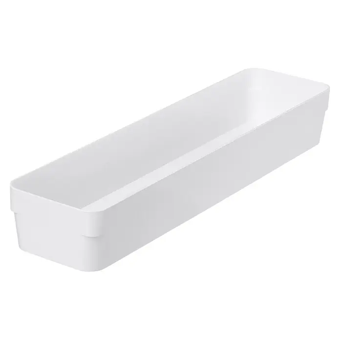 SmartStore Vorratsdose Compact Sort - L x B x H: 10 x 39,5 x 6 cm, Kunststoff, Weiß - Weißer rechteckiger Kunststoff-Aufbewahrungsbox, ideal zum Organisieren von Gegenständen.