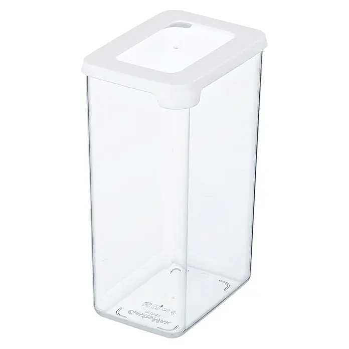 SmartStore Vorratsdose Vision - L x B x H: 12,5 x 9 x 20 cm, Kunststoff, Weiß - Transparenter rechteckiger Kunststoff-Vorratsbehälter mit weißem Deckel.