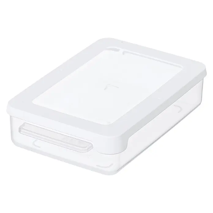 SmartStore Vorratsdose Snack - L x B x H: 18 x 12,5 x 4,5 cm, Kunststoff, Weiß - Klare Plastik-Aufbewahrungsbox mit weißem Deckel, ideal zum Organisieren.