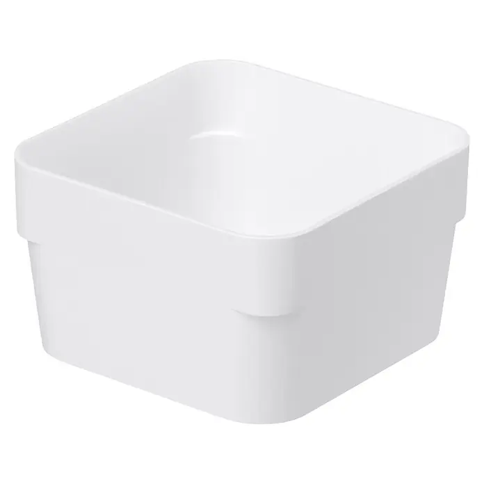 SmartStore Vorratsdose Compact Sort - L x B x H: 10 x 10 x 6 cm, Kunststoff, Weiß - Weißer, quadratischer Aufbewahrungsbehälter aus Kunststoff mit abgerundeten Ecken.