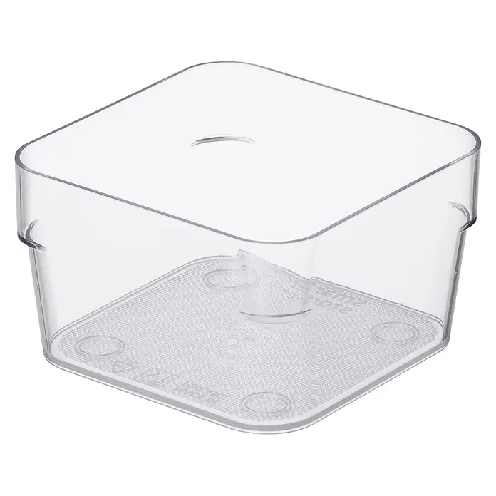 SmartStore Vorratsdose Compact Sort - L x B x H: 10 x 10 x 6 cm, Kunststoff, Transparent - Transparente, quadratische Kunststoff-Aufbewahrungsbox mit strukturiertem Boden.