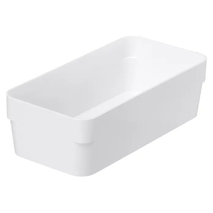 SmartStore Vorratsdose Compact Sort - L x B x H: 10 x 20 x 6 cm, Kunststoff, Weiß - Weißer rechteckiger Kunststoff-Aufbewahrungsbehälter mit abgerundeten Ecken.