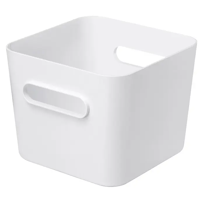 SmartStore Vorratsdose Compact - L x B x H: 20 x 20 x 16 cm, Kunststoff, Weiß - Weiße Kunststoff-Aufbewahrungsbox mit Griffausschnitten.